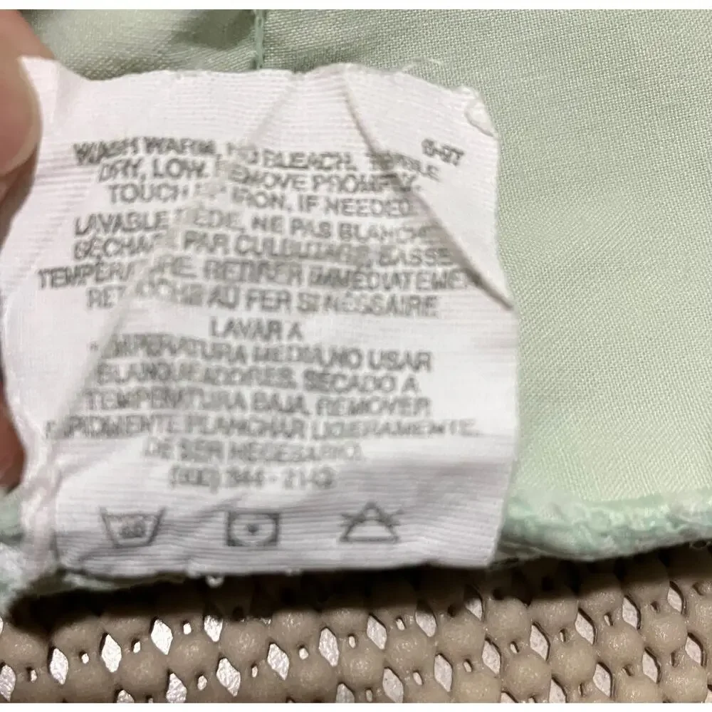 Wamsutta King Pillowcase Light Green Satin Stripe Blend Made in USA